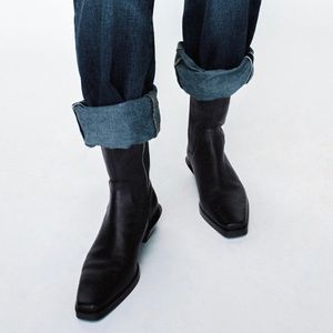 Zara leather heeled cowboy boots